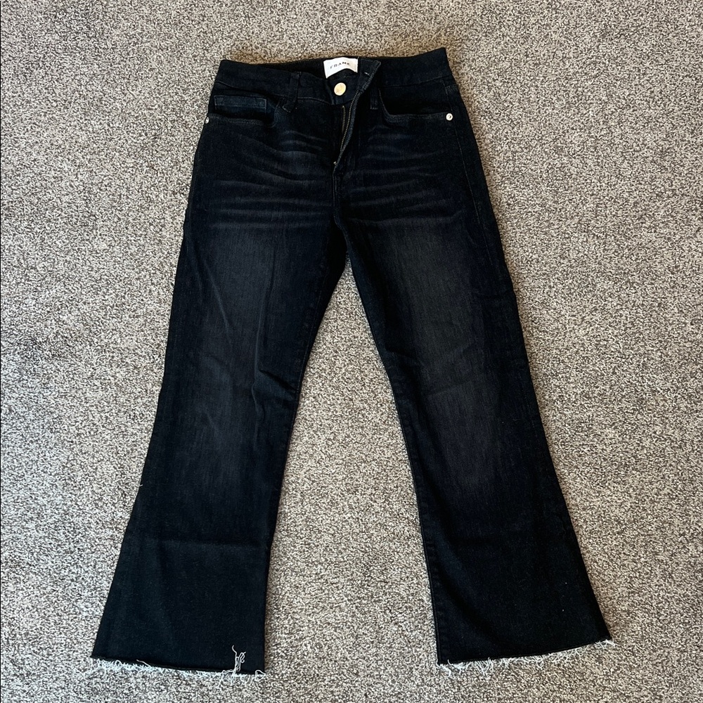 Frame Denim Dark Cropped Boot Cut Jeans